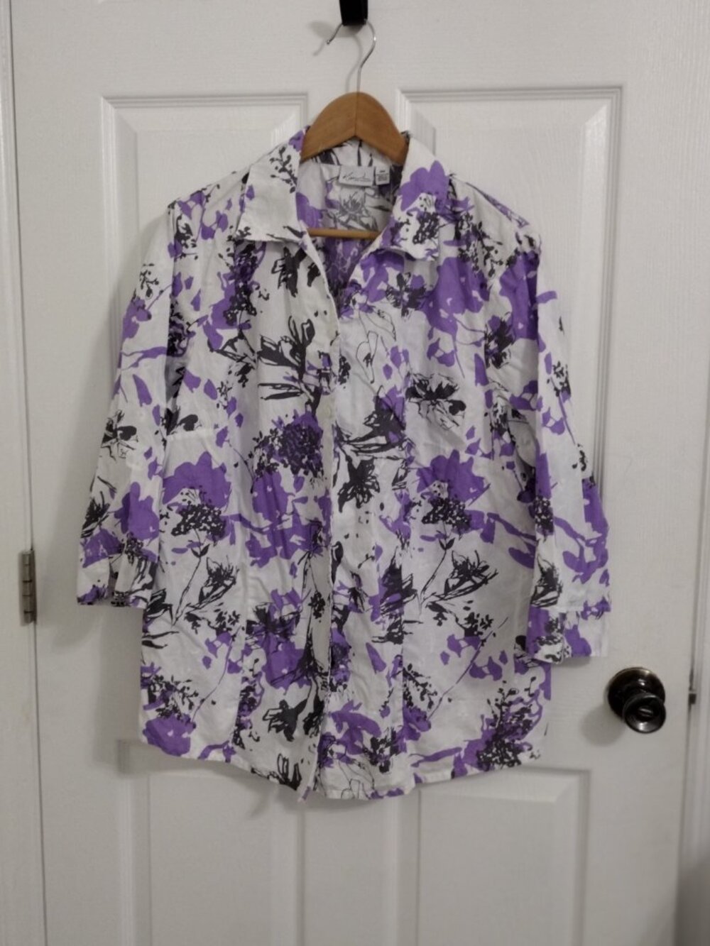 Kim Rogers Woman Floral Button Front Blouse Women’s Plus Size 18W Purple White C - Picture 3 of 5